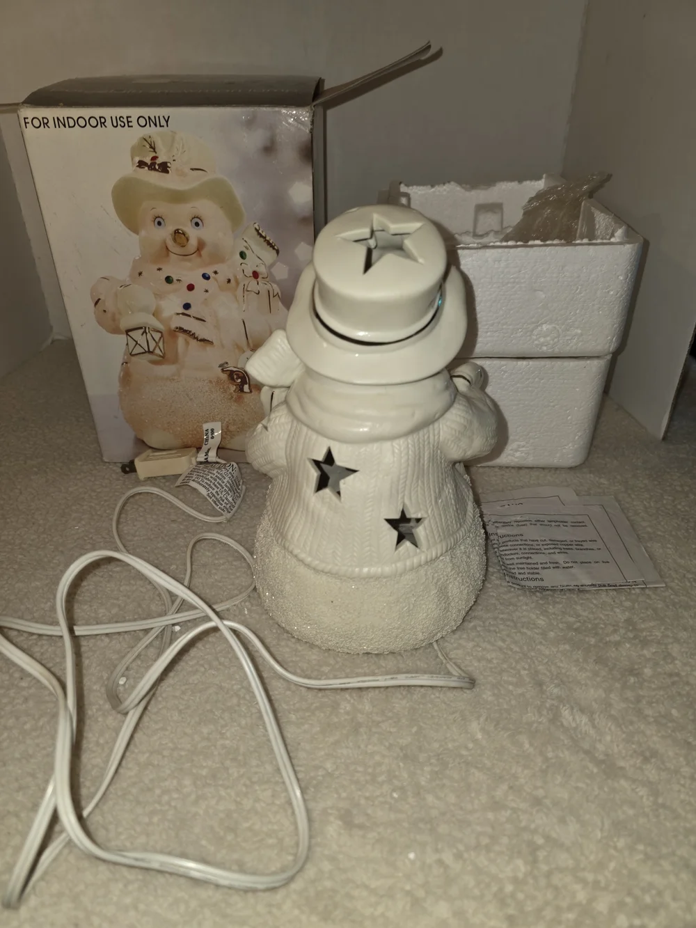 jcpenney Home Collection Gray Porcelain Snowman Lamp Box
